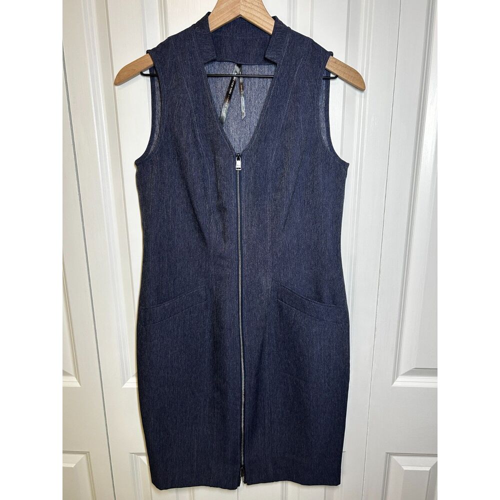 Marc New York Denim Zip Front Sheath Dress Size 8 Dark Wash